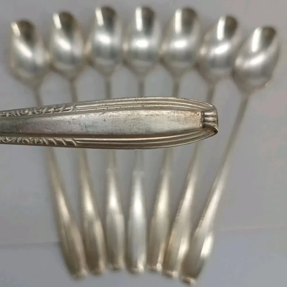 8X LHTsp Harmony House Wallace Serenade Silverplate Long Handled Tea Spoons Vtg